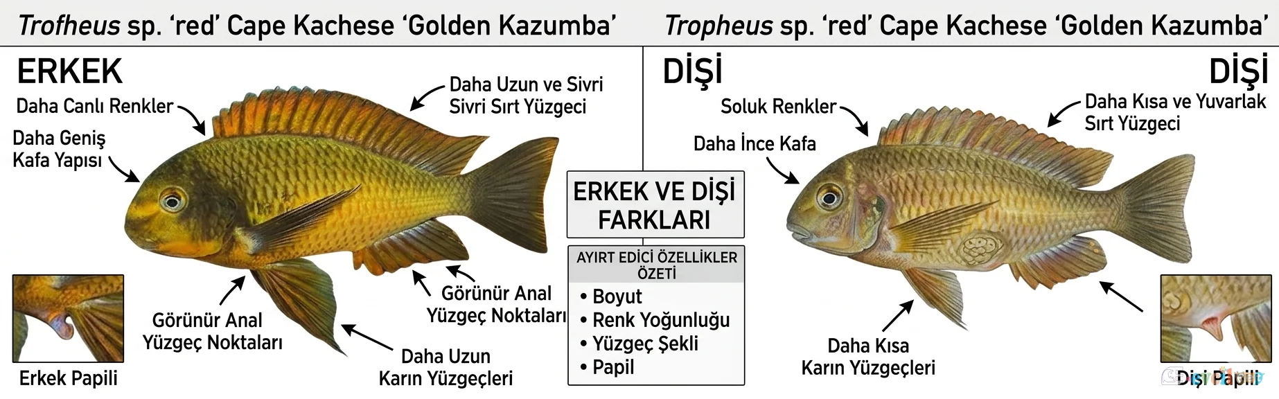 Tropheus moorii Kazumba Cinsiyet Ayrım Resmi